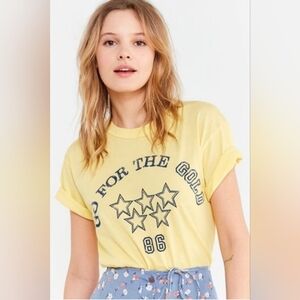 Project Social T Urban Outfitters 'Go For The Gold' Yellow Star Soft Tee, EUC, L